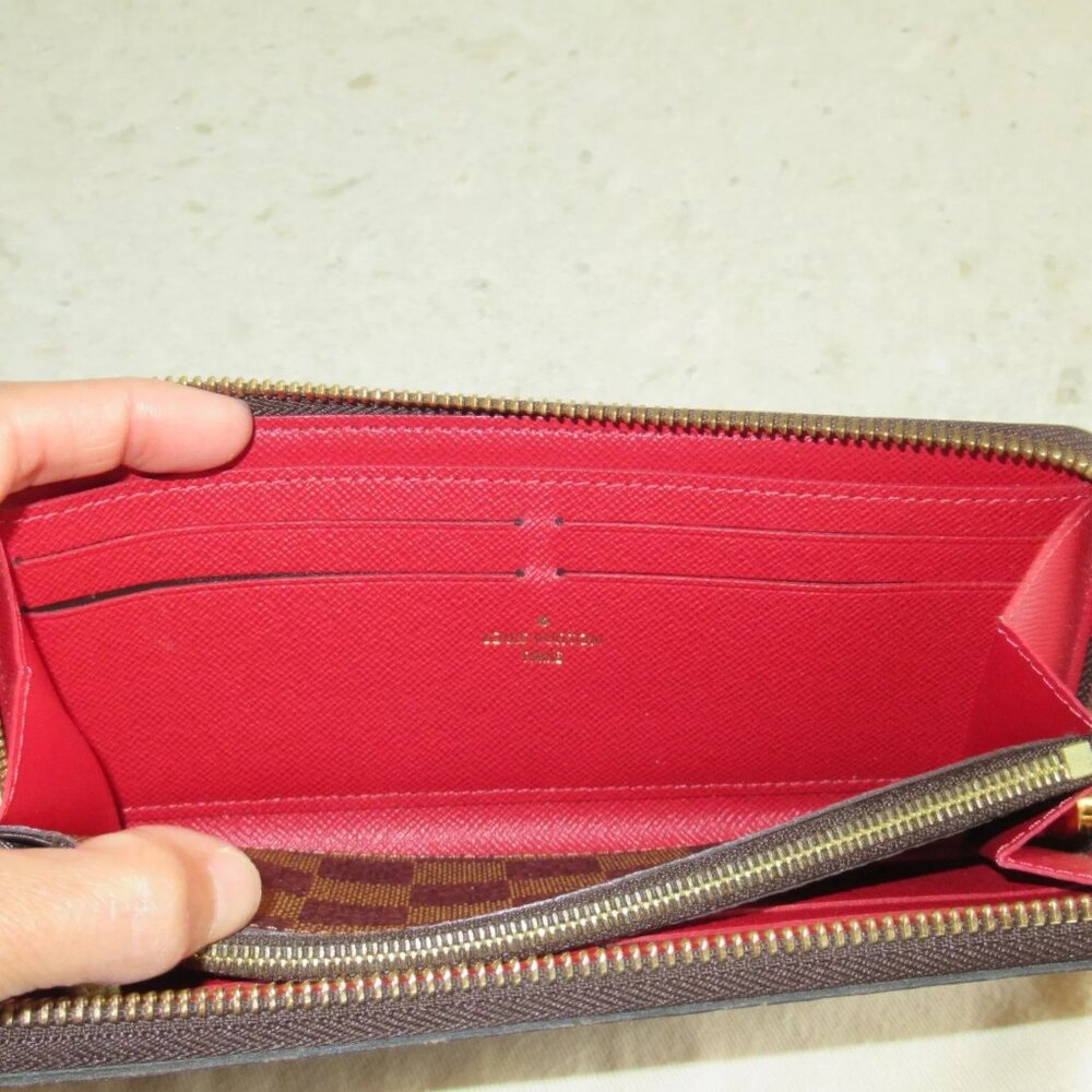 AUTHENTIC Louis Vuitton Damier Red Clemence Zippy Wallet Clutch Bag - Picture 8 of 16